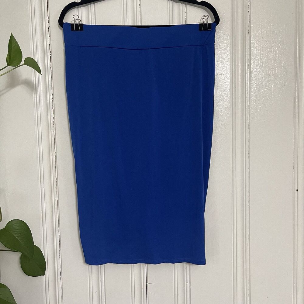 Curvy Girl By Ashley Stewart Women’s Royal Blue Pencil Ruffed Skirt size 2X NWT